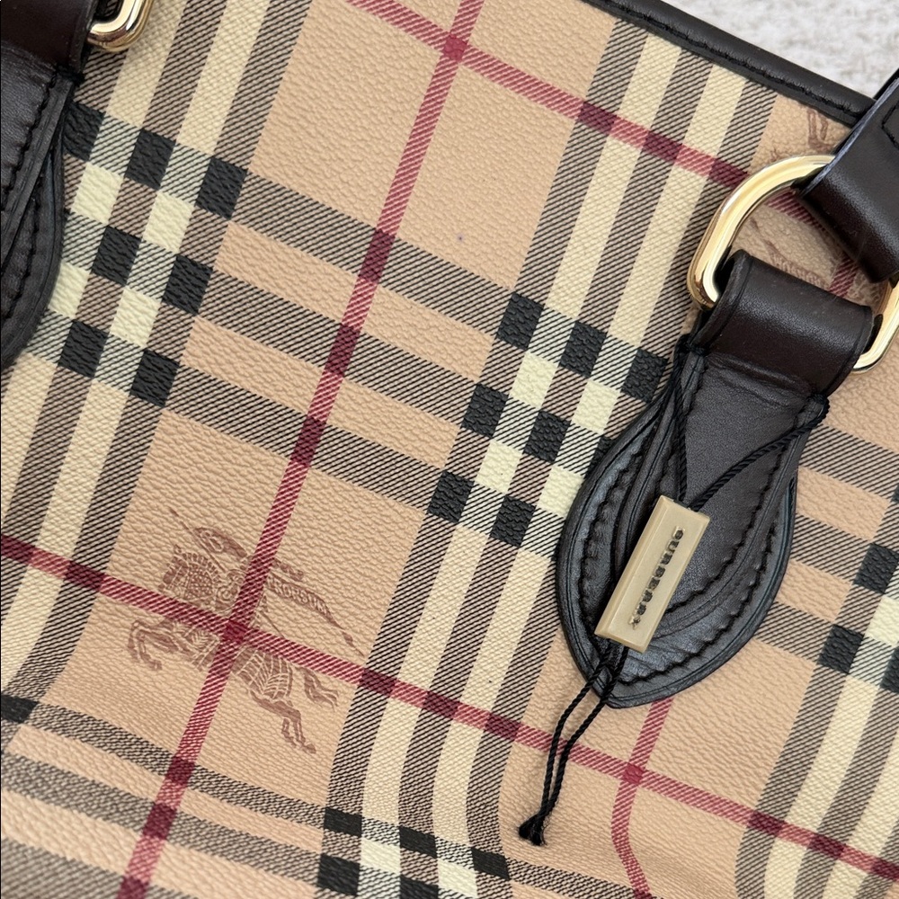 Burberry Beige Checkered Bag with Dark Brown Accents - Picture 2 of 4